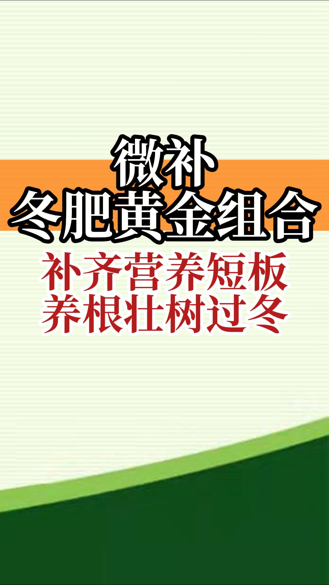 冬肥黃金組合 補齊營(yíng)養短板 養根壯樹(shù)過(guò)冬